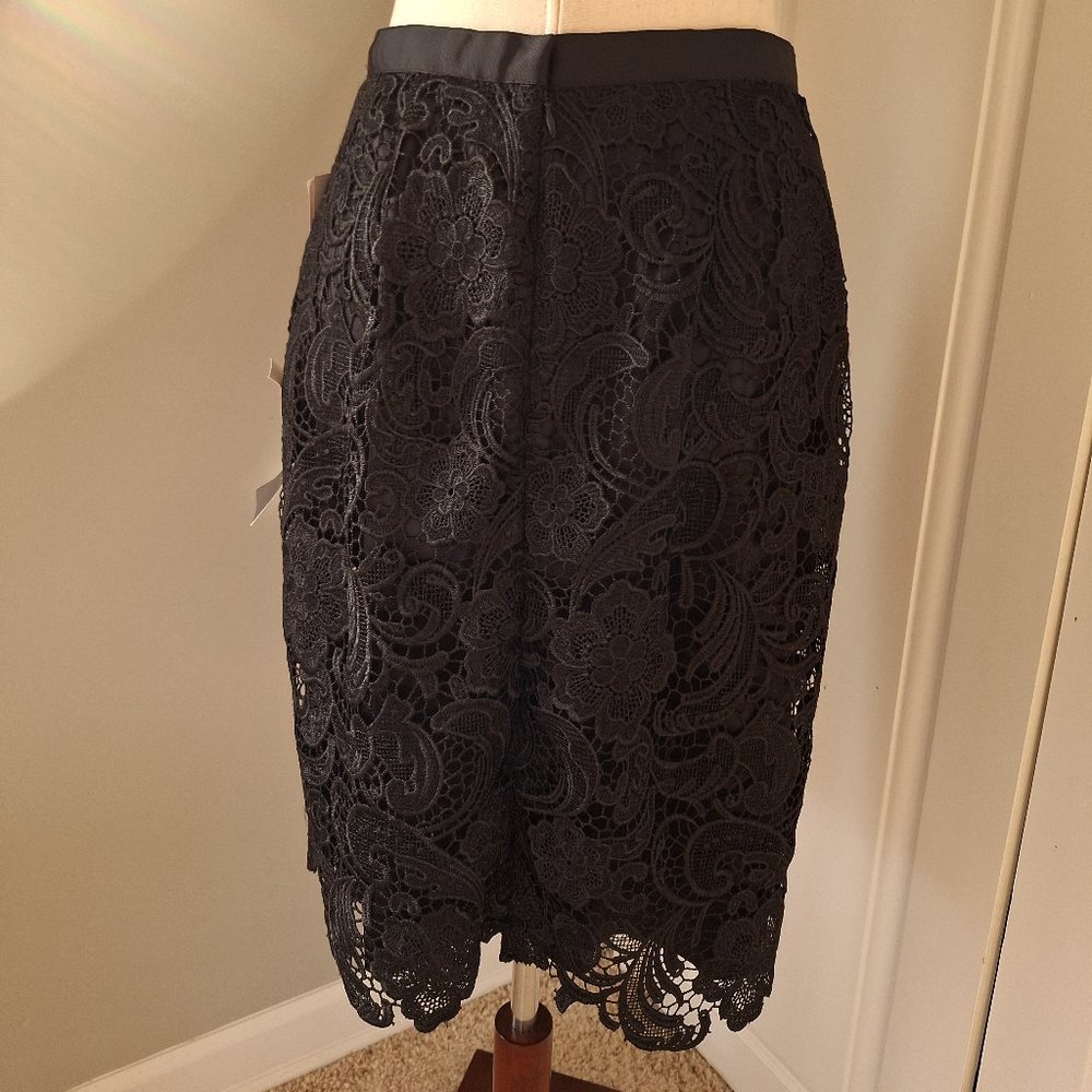 Black Skirt w/ Lace Overlay Adrianna Papell Evening Essentials Lord & Taylor NWT